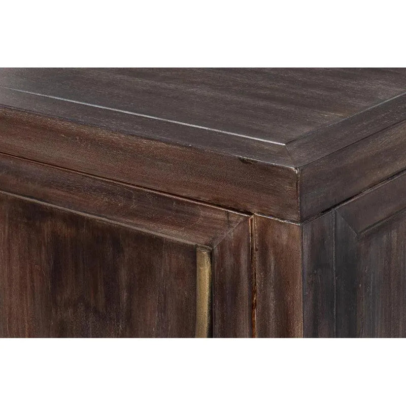 Sarreid-DetailsWood Dark Brown 2 Door Credenza-Sideboards-LOOMLAN