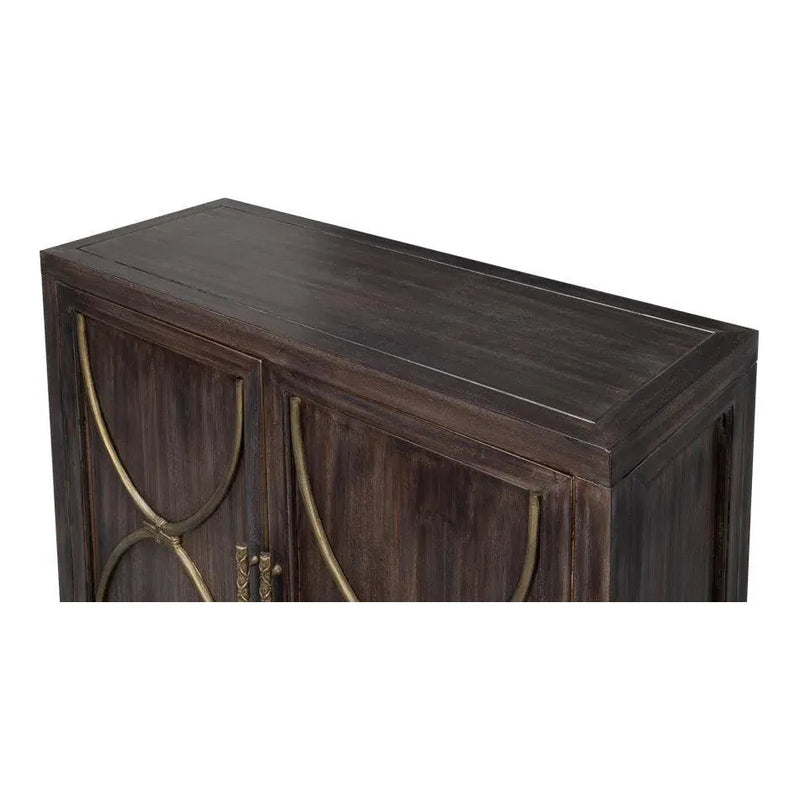 Sarreid-DetailsWood Dark Brown 2 Door Credenza-Sideboards-LOOMLAN