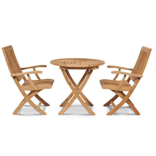 Devon Teak Patio Round Bistro Set 3PC-Outdoor Bistro Sets-HiTeak-LOOMLAN
