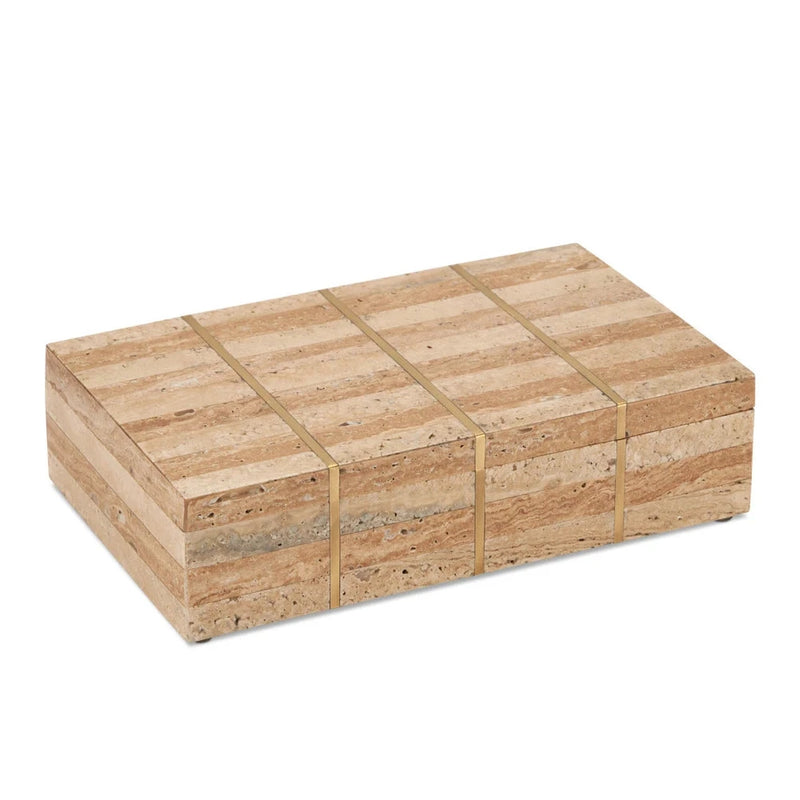 Dezi Natural Brass Inlay Travertine Box