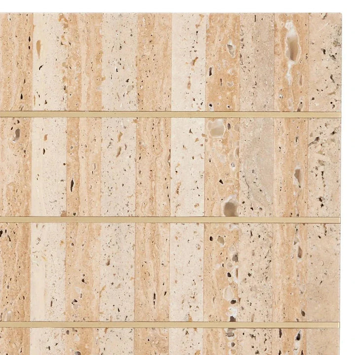 Dezi Natural Travertine Finish Console Table - LOOMLAN - Currey & Co - Console Tables