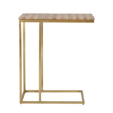 Dezi Modern Travertine Brass Accent C Table