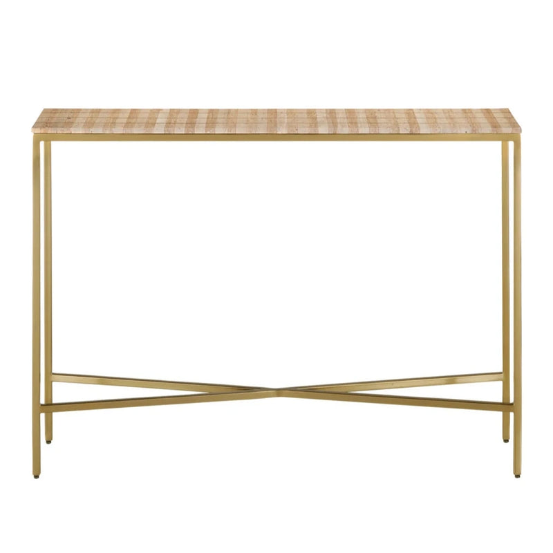 Dezi Natural Travertine Finish Console Table