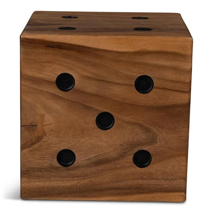Dice Natural Solid Chamcha Wood Square End Table - LOOMLAN - Urbia - Side Tables