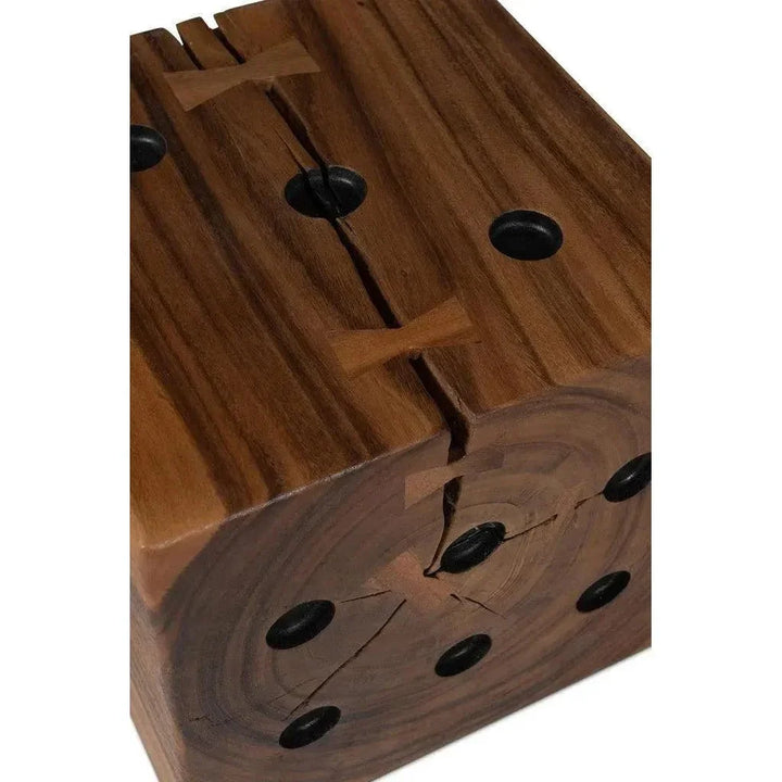 Dice Natural Solid Chamcha Wood Square End Table - LOOMLAN - Urbia - Side Tables