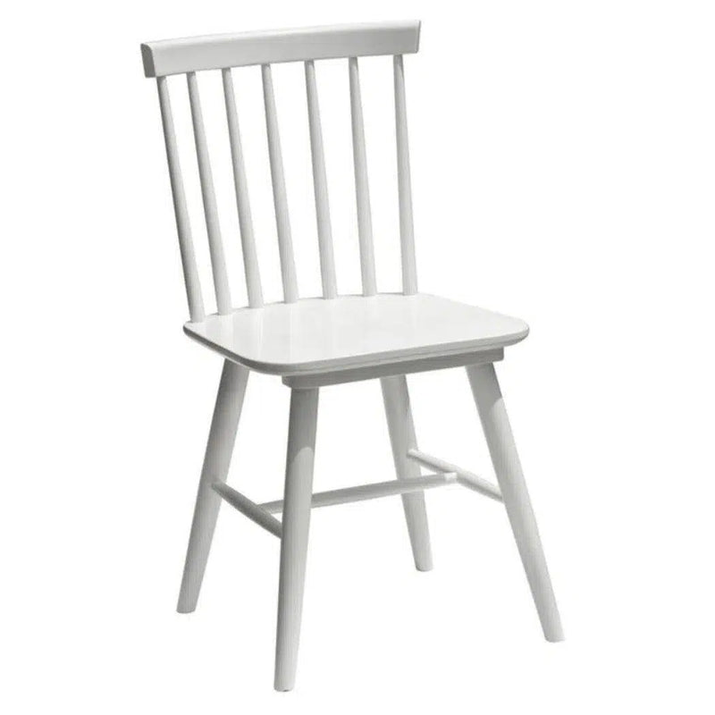 Dining Chair White 2PC Set Wood Seat With Wood Base Slatback Dining Chairs LOOMLAN By LH Imports