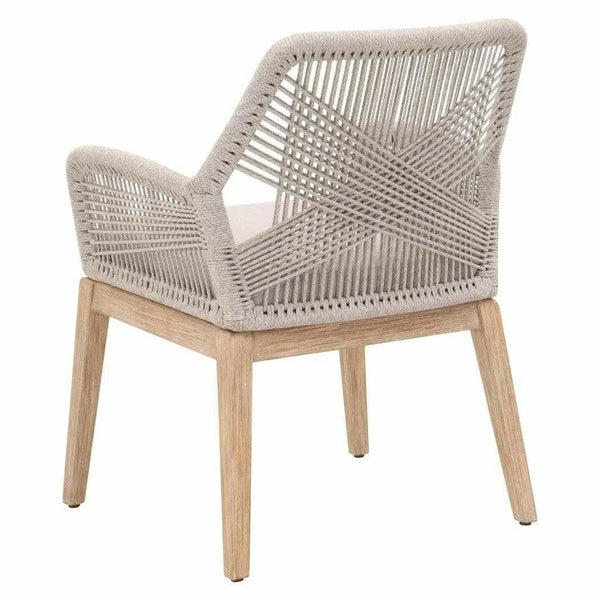 Dining Loom Arm Chairs Set of 2 Taupe & White Rope Mahogany Dining Chairs LOOMLAN By Essentials For Living