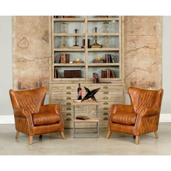 Disel Single Leather Accent Chair-Accent Chairs-Sarreid-LOOMLAN