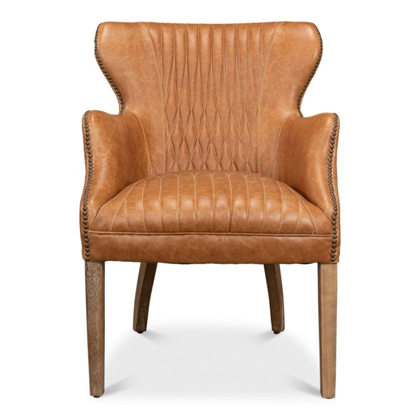 Disel Single Leather Accent Chair-Accent Chairs-Sarreid-LOOMLAN