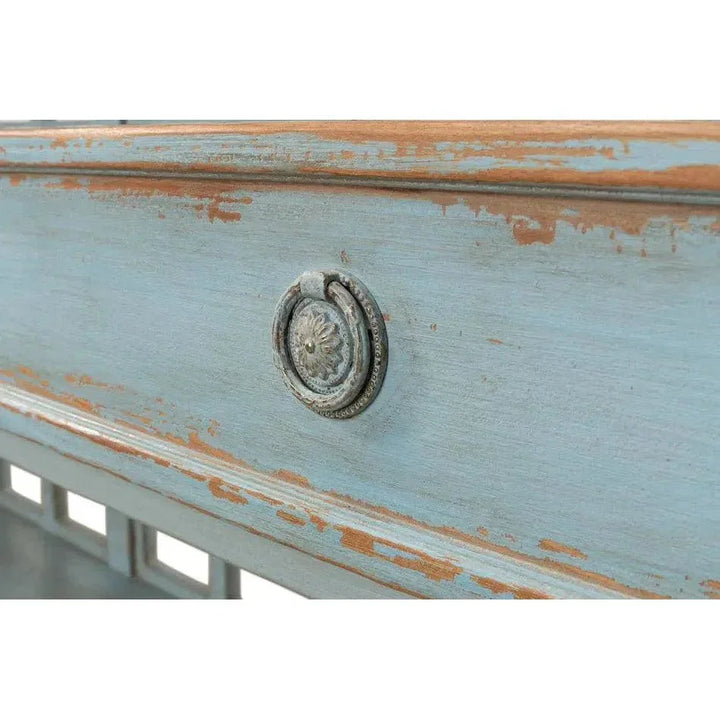 Distressed Blue Console Table With Drawers - LOOMLAN - Sarreid - Console Tables