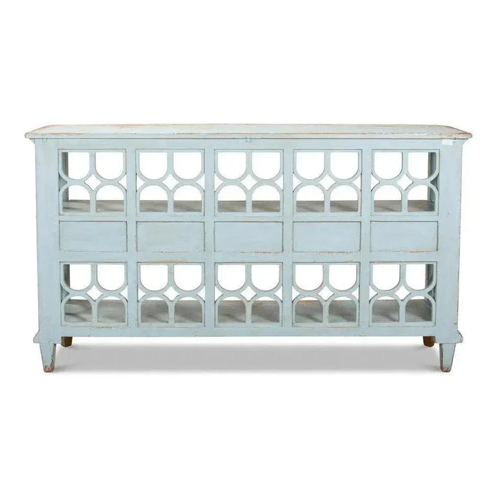 Distressed Blue Console Table With Drawers - LOOMLAN - Sarreid - Console Tables