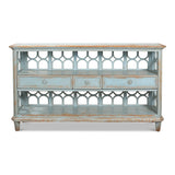 Distressed Blue Console Table With Drawers-Console Tables-Sarreid-LOOMLAN
