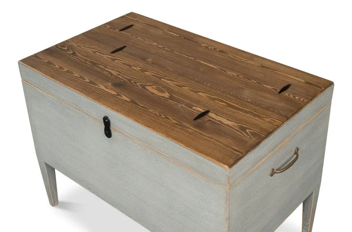 Trunk Wooden Grey Side Table - LOOMLAN - Sarreid - Side Tables