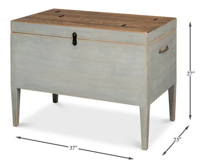 Trunk Wooden Grey Side Table - LOOMLAN - Sarreid - Side Tables