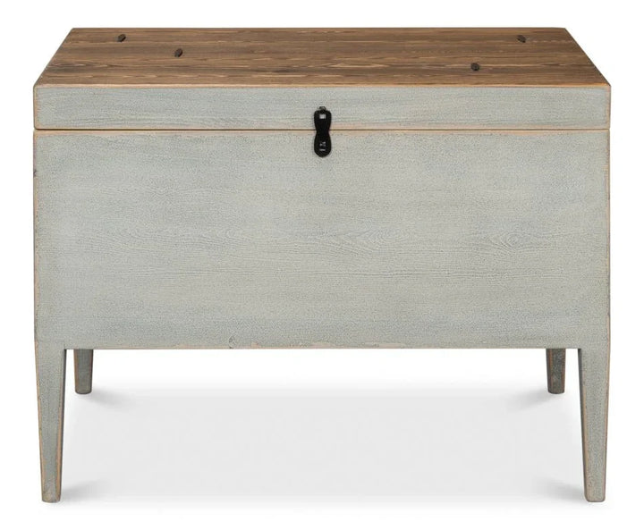 Trunk Wooden Grey Side Table - LOOMLAN - Sarreid - Side Tables