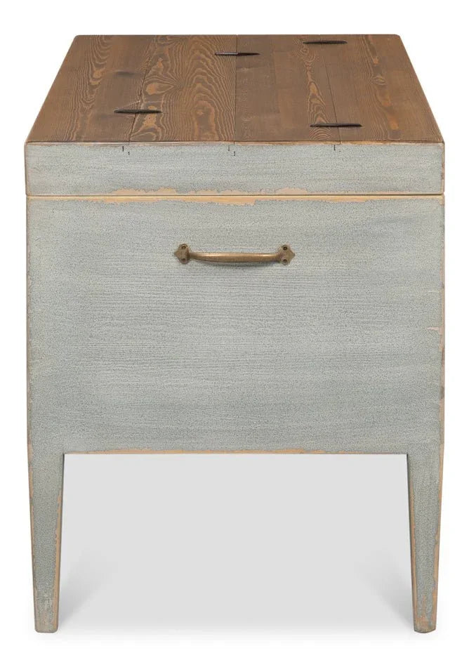 Trunk Wooden Grey Side Table - LOOMLAN - Sarreid - Side Tables