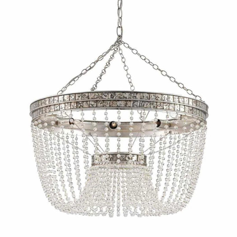 Distressed Silver Leaf Highbrow Chandelier