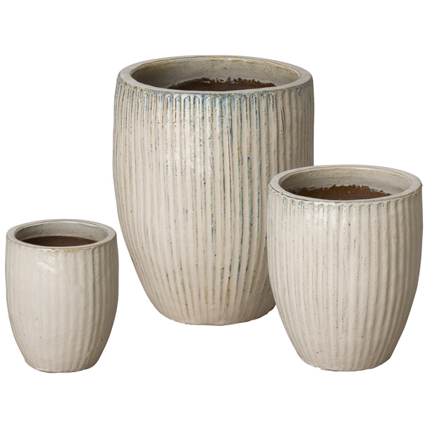 Distressed White Handcrafted Ceramic Round Planter