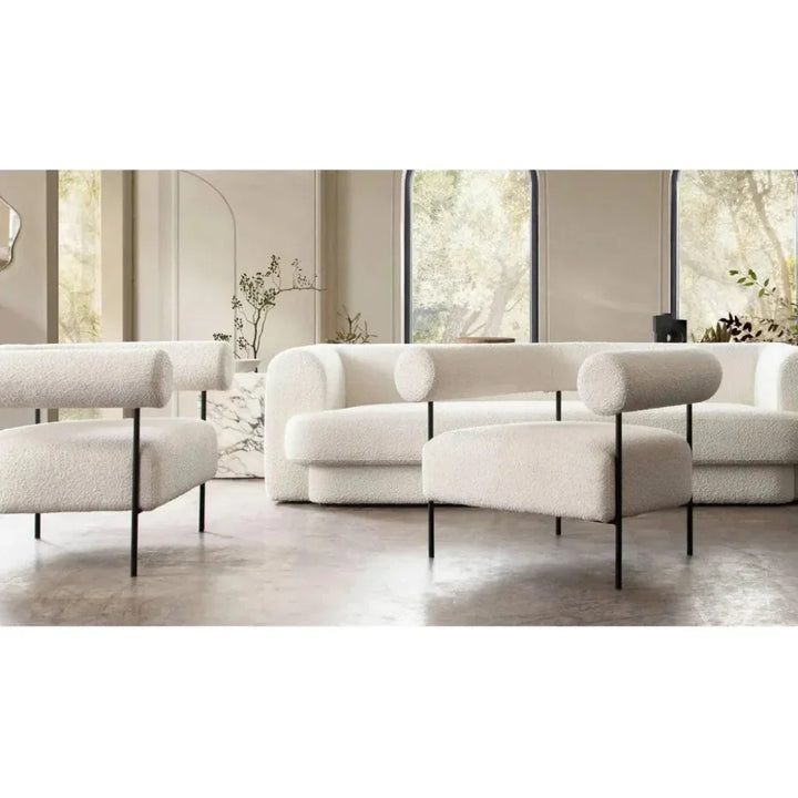 District Accent Chair in Ivory Boucle Fabric - LOOMLAN - Diamond Sofa - Accent Chairs