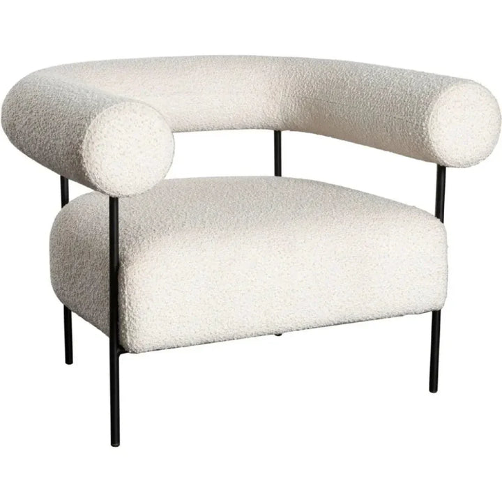 District Accent Chair in Ivory Boucle Fabric - LOOMLAN - Diamond Sofa - Accent Chairs