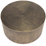 Dixon Steel Round Coffee Table With Aged Brass Finish-Coffee Tables-Noir-LOOMLAN