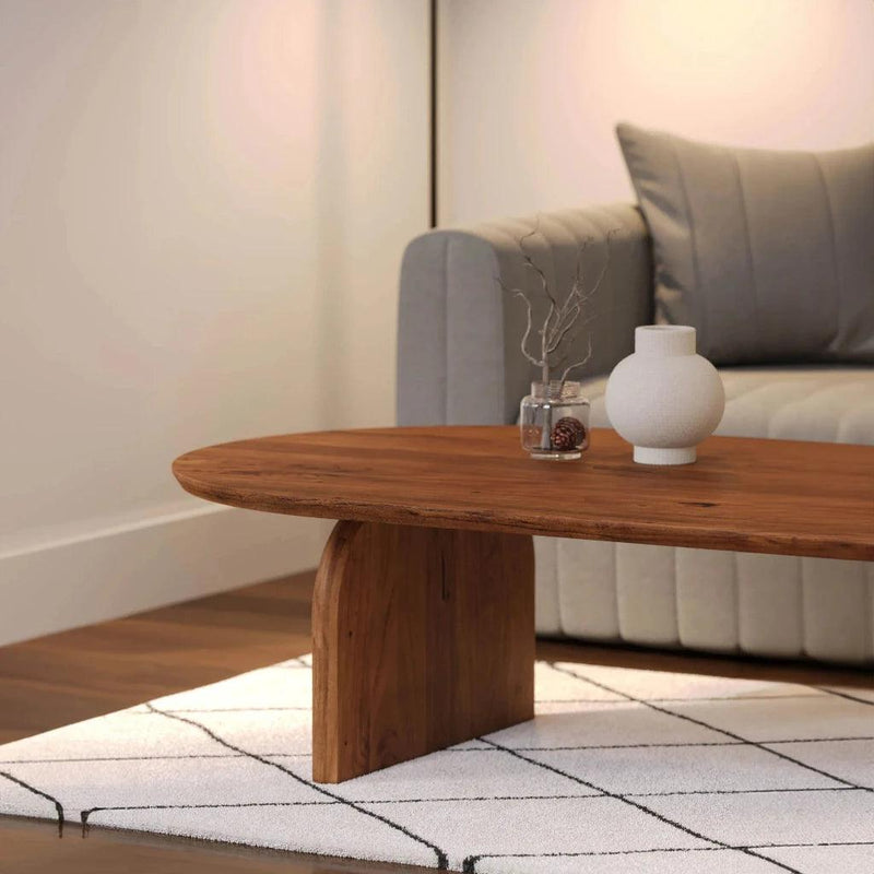 Domingo MidcenturyOval Coffee Table-Coffee Tables-LH Imports-LOOMLAN