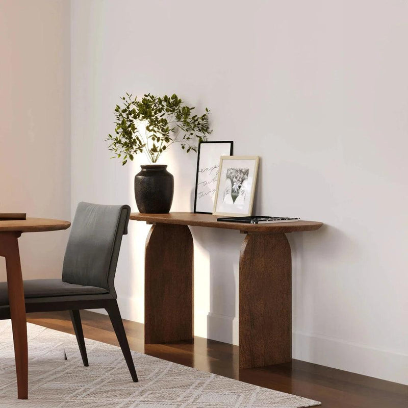 Domingo Wooden Oval Console Table-Console Tables-LH Imports-LOOMLAN