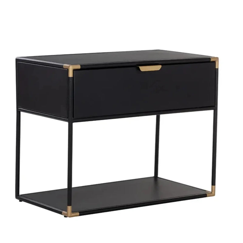 Doone Iron Black Nightstand-Nightstands-SUNPAN-LOOMLAN