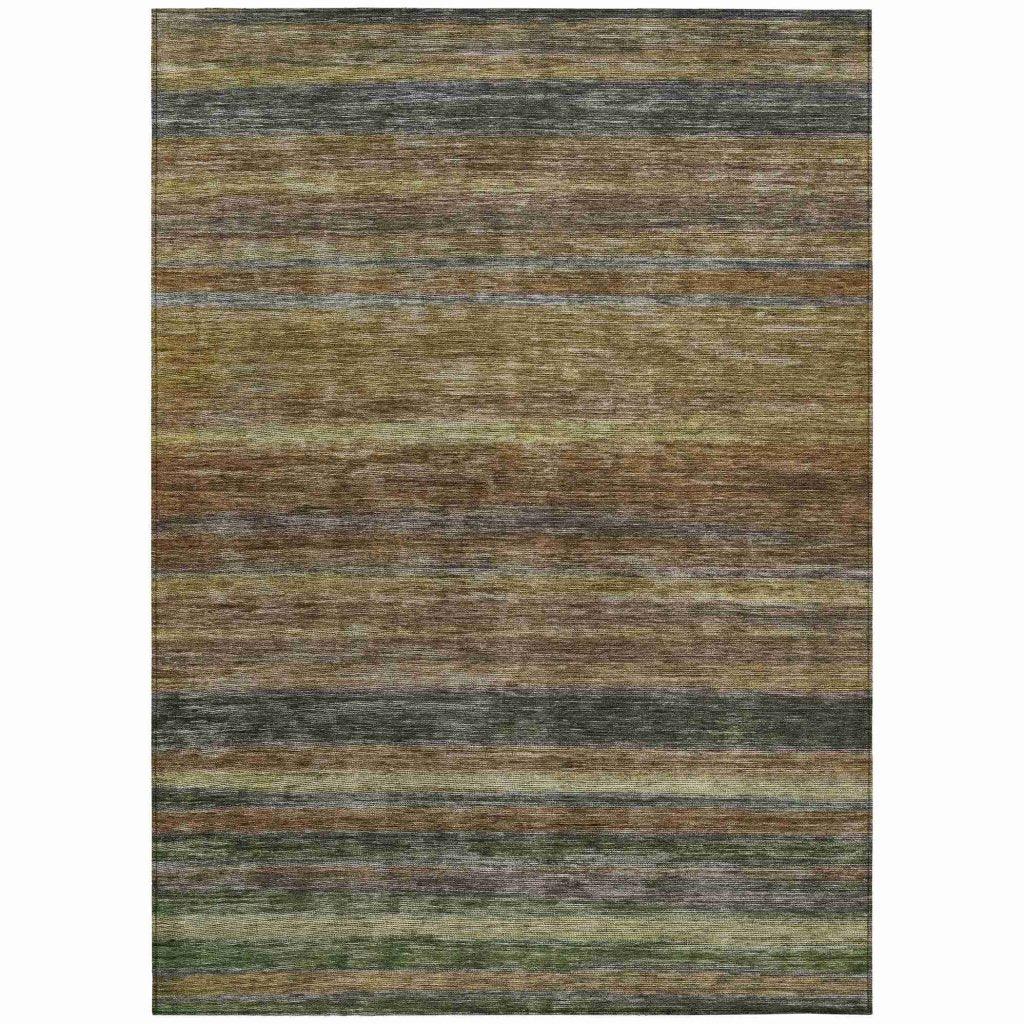 Doravine Brown Washable Indoor-Outdoor Rug - LOOMLAN