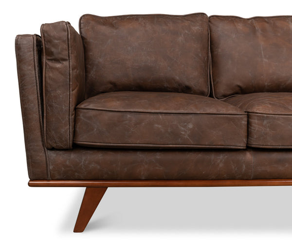 D'oro Leather Sofa Mid-Century Modern-Sofas & Loveseats-Sarreid-LOOMLAN