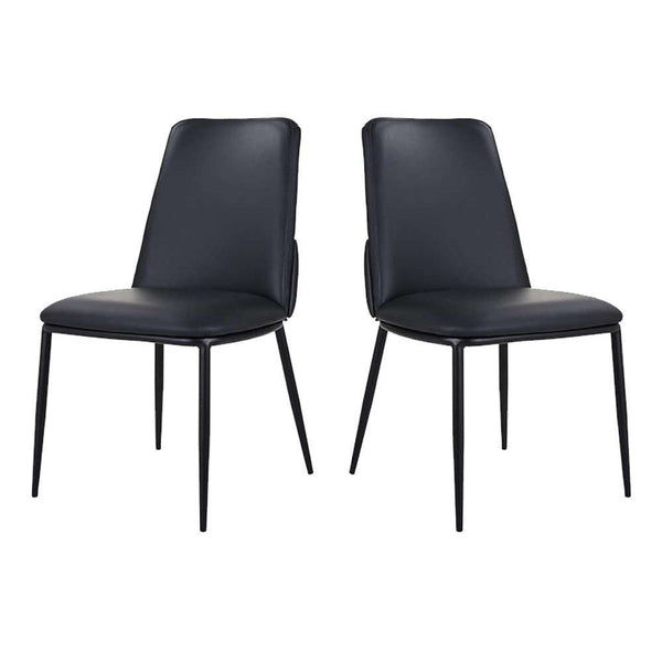Douglas Black Leather Dining Chair Set of 2-Dining Chairs-Moe's Home-LOOMLAN