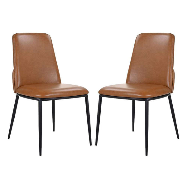 Douglas Brown Leather Dining Chair Set of 2-Dining Chairs-Moe's Home-LOOMLAN