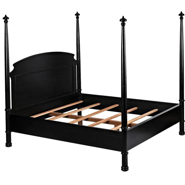 Douglas Four Poster Wood Black Bed Frame - LOOMLAN - Noir - Beds