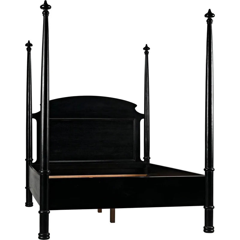 Douglas Four Poster Wood Black Bed Frame-Beds-Noir-LOOMLAN