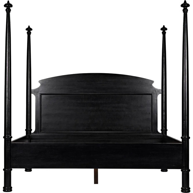 Douglas Four Poster Wood Black Bed Frame-Beds-Noir-LOOMLAN