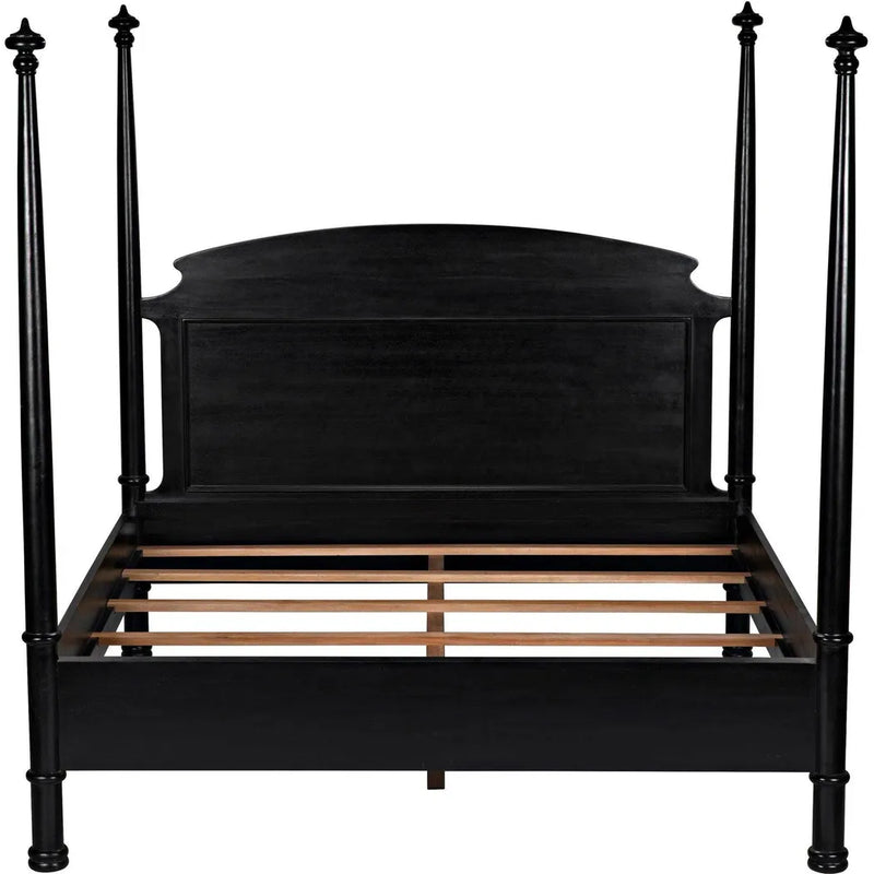 Douglas Four Poster Wood Black Bed Frame-Beds-Noir-LOOMLAN