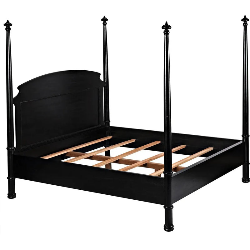 Douglas Four Poster Wood Black Bed Frame-Beds-Noir-LOOMLAN