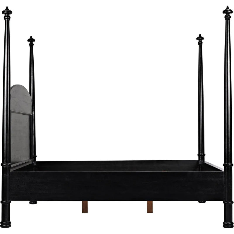 Douglas Four Poster Wood Black Bed Frame-Beds-Noir-LOOMLAN