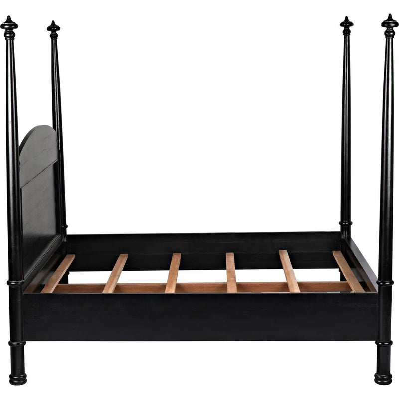 Douglas Four Poster Wood Black Bed Frame-Beds-Noir-LOOMLAN