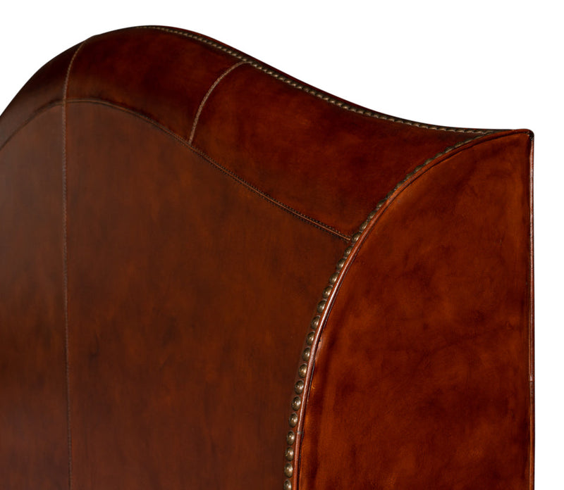 Dowry Equestrian Headboard King Genuine Leather (Headboard Only)-Beds-Sarreid-LOOMLAN