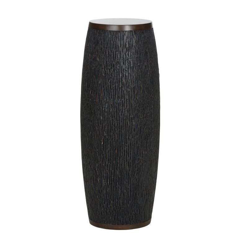 Dracus Drum Shaped Black Pedestal-Side Tables-Wildwood-LOOMLAN