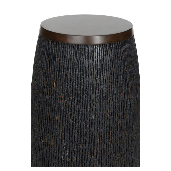 Dracus Drum Shaped Black Pedestal-Side Tables-Wildwood-LOOMLAN