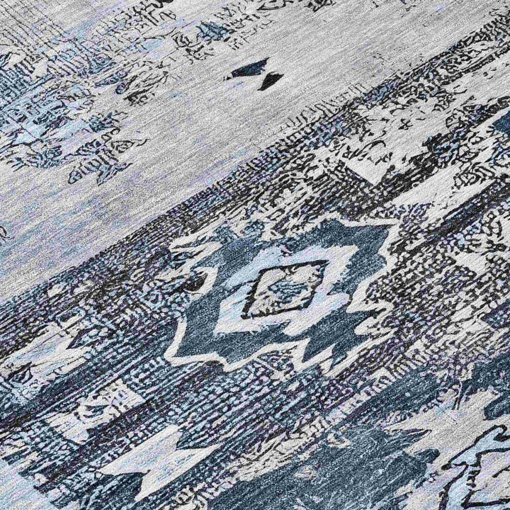 Draessa Blue Washable Indoor - Outdoor Rug - LOOMLAN - LOOMLAN Rugs - Outdoor Rugs