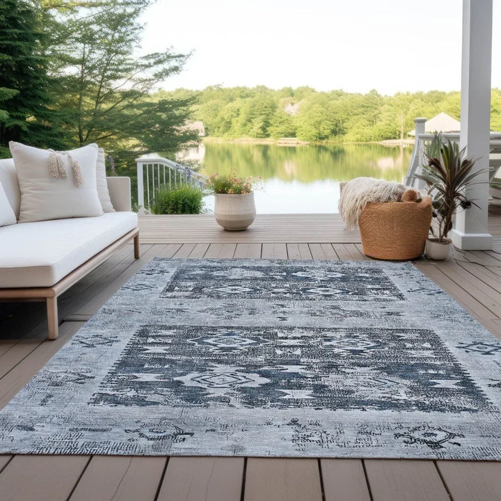 Draessa Blue Washable Indoor - Outdoor Rug - LOOMLAN - LOOMLAN Rugs - Outdoor Rugs