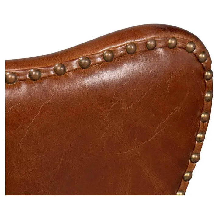 Drake Distilled Leather Accent Chair Tall Back - LOOMLAN - Sarreid - Accent Chairs