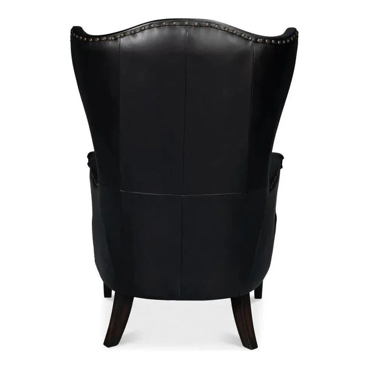 Drake Distilled Leather Black Arm Chair - LOOMLAN - Sarreid - Club Chairs