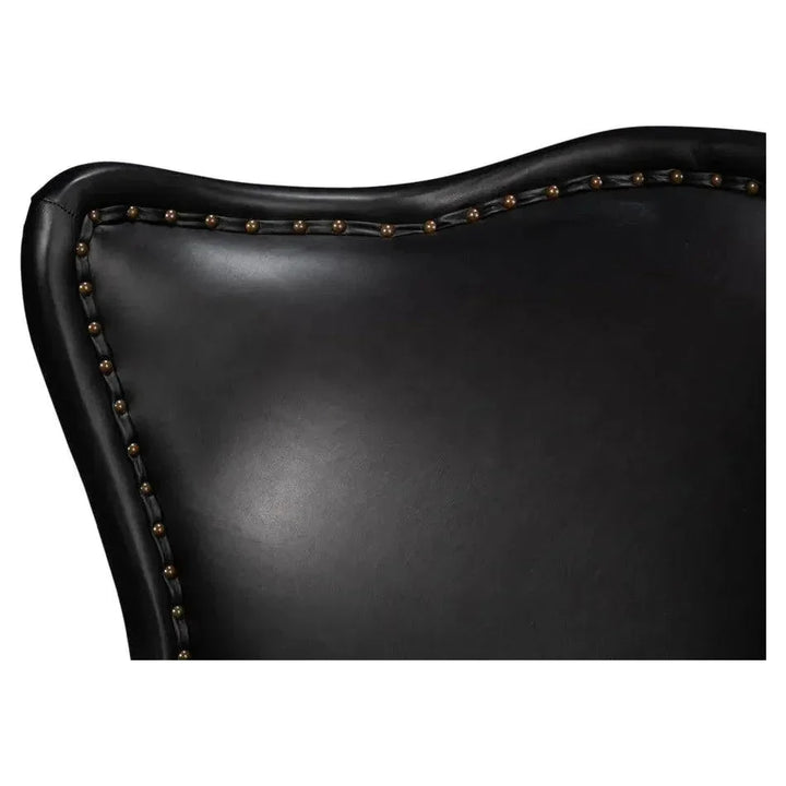 Drake Distilled Leather Black Arm Chair - LOOMLAN - Sarreid - Club Chairs