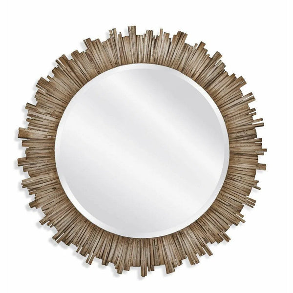 Draper 42" Round White Washed Wall Mirror Wall Mirrors LOOMLAN By Bassett Mirror