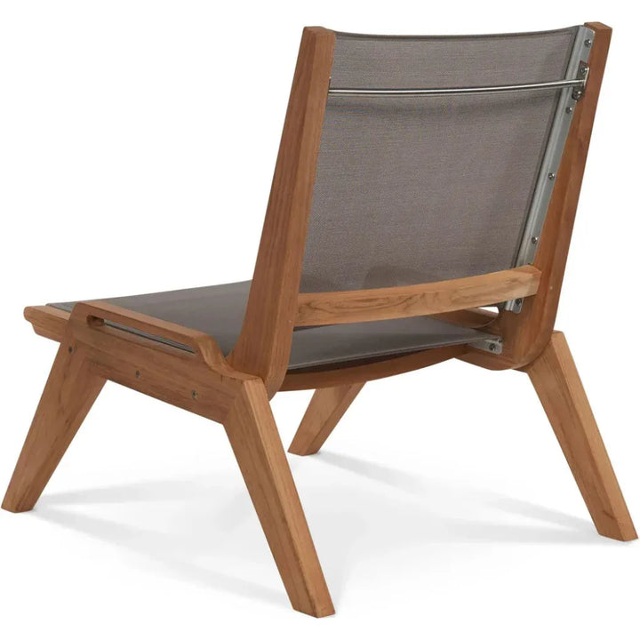 Draper Teak Outdoor Sling Chat Chair-Outdoor Accent Chairs-HiTeak-LOOMLAN