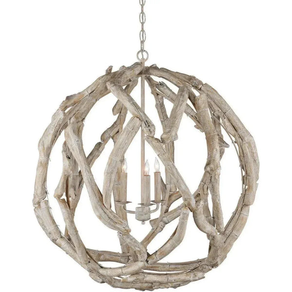 Driftwood Whitewash Orb Chandelier - LOOMLAN - Currey & Co - Chandeliers